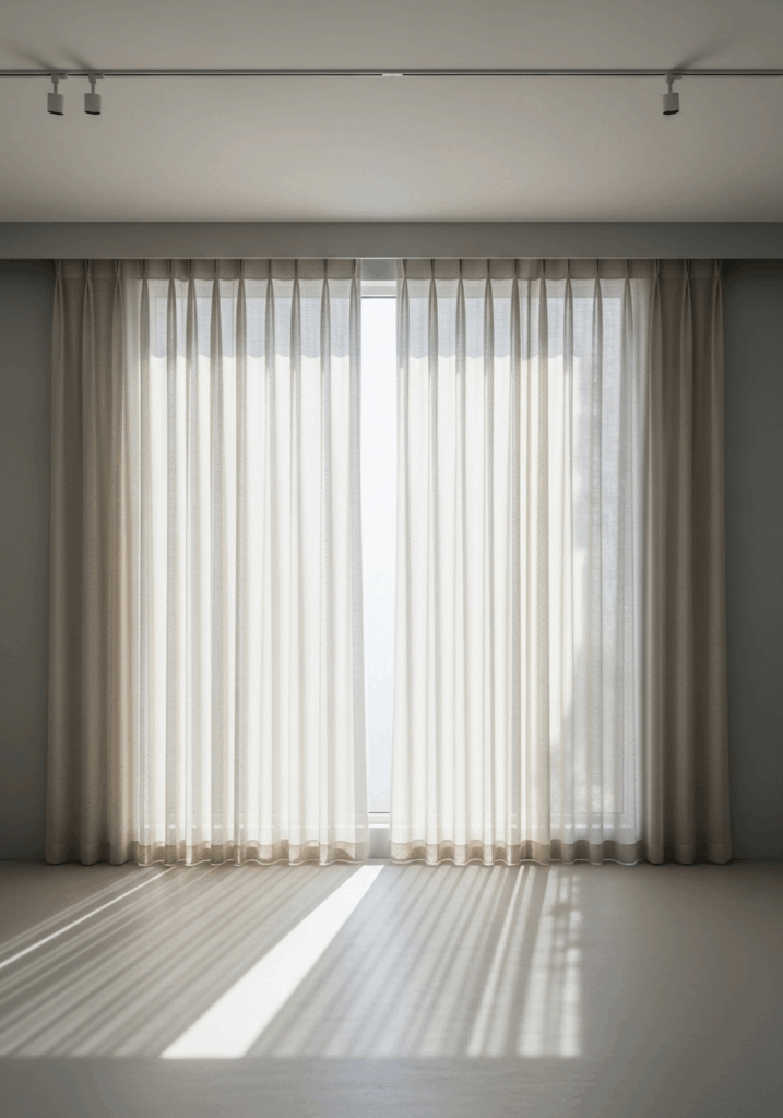 Sheer Curtains and Natural Light in a Minimalist Living Room